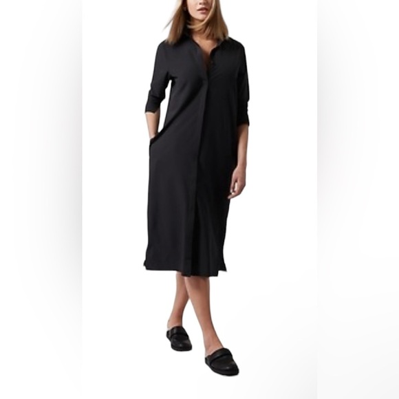 Athleta Urbanite black dress midi button down - Picture 1 of 11